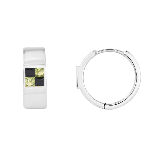 picture of double agent huggie earrings (white)