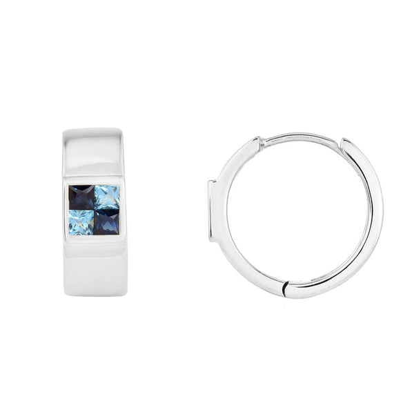 picture of midnight blues huggie earrings (white)
