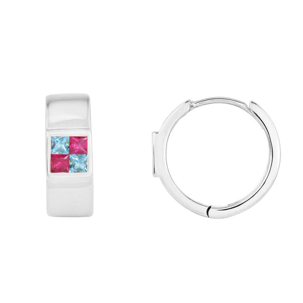 picture of cold hearted huggie earrings (white)