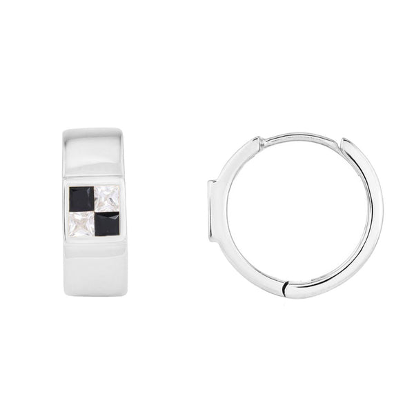 picture of domino huggie earrings (white)