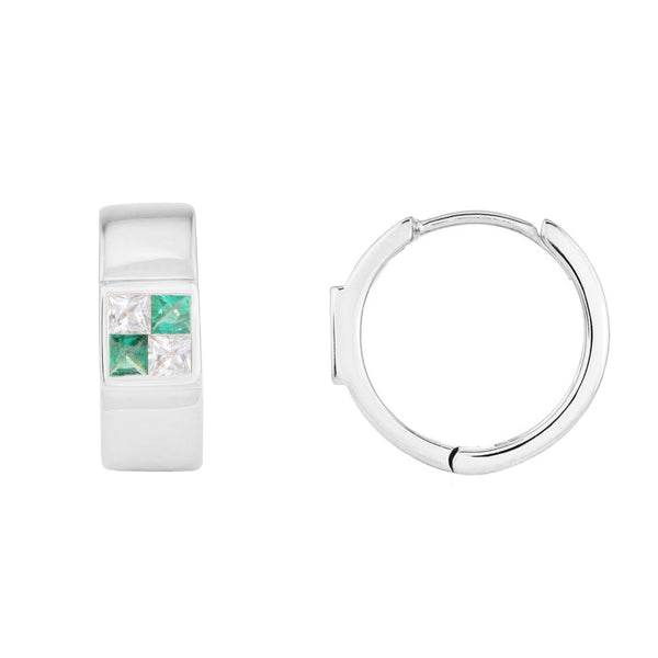 picture of earth sign huggie earrings (white)
