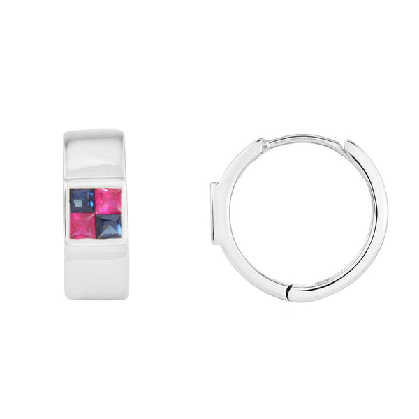 picture of new york huggie earrings (white)